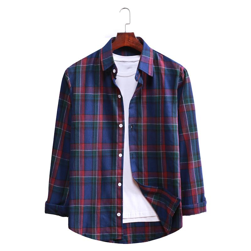 Plaid Casual Lapel Long-sleeved Shirt