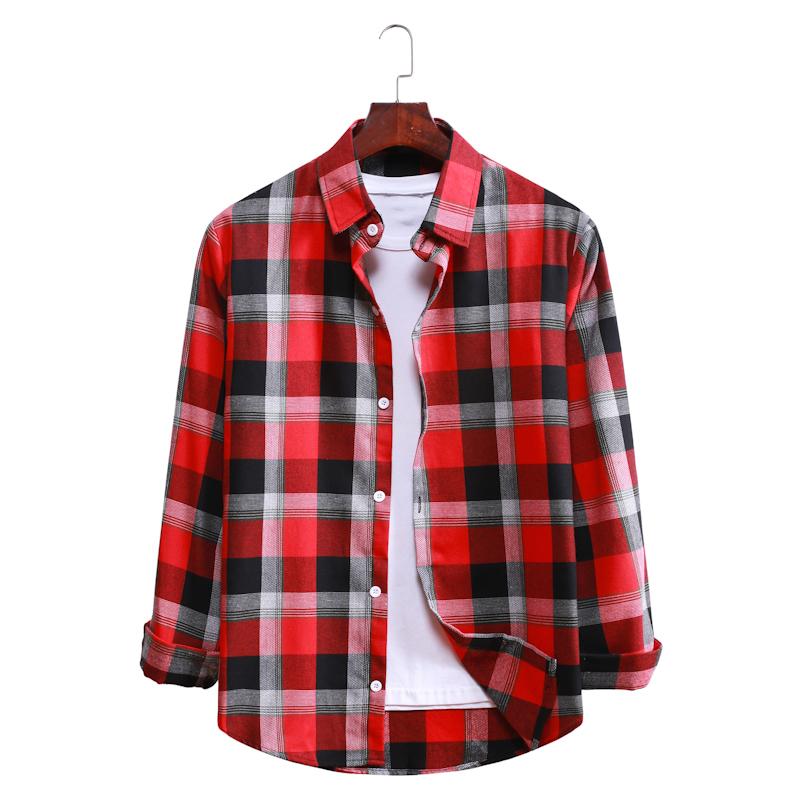 Plaid Casual Lapel Long-sleeved Shirt