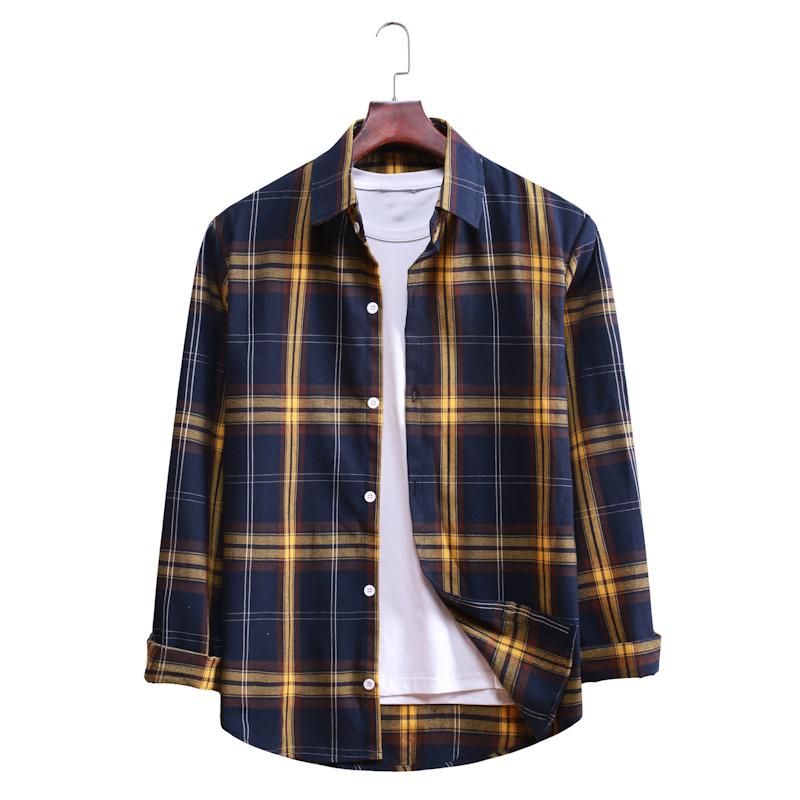 Plaid Casual Lapel Long-sleeved Shirt