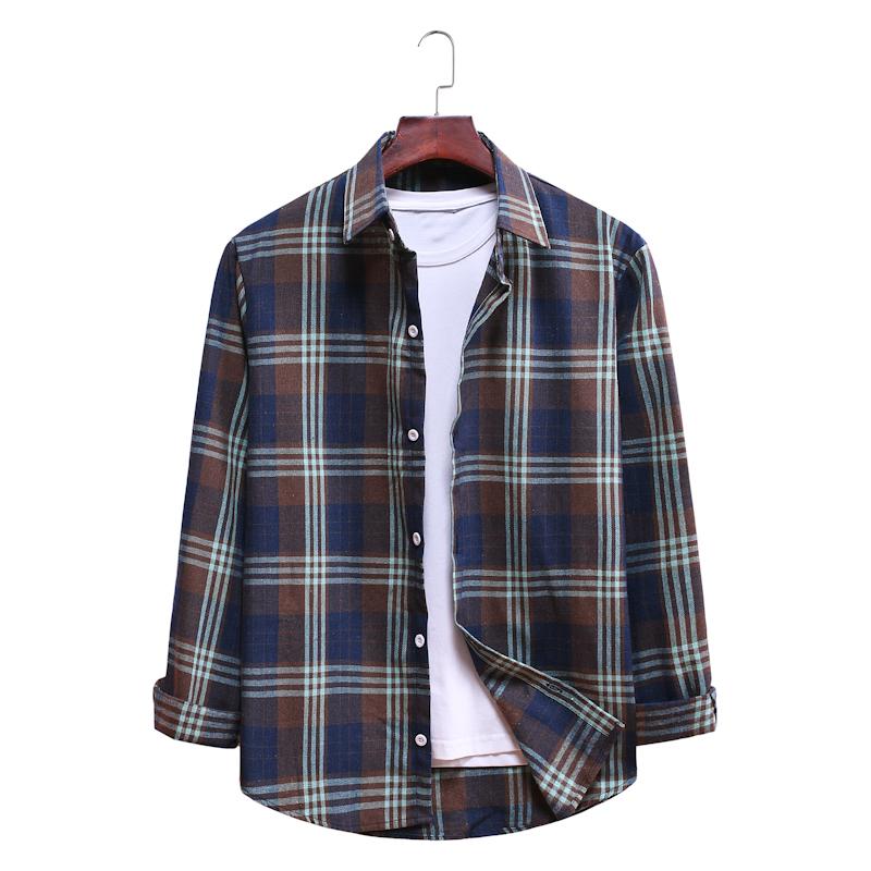 Plaid Casual Lapel Long-sleeved Shirt