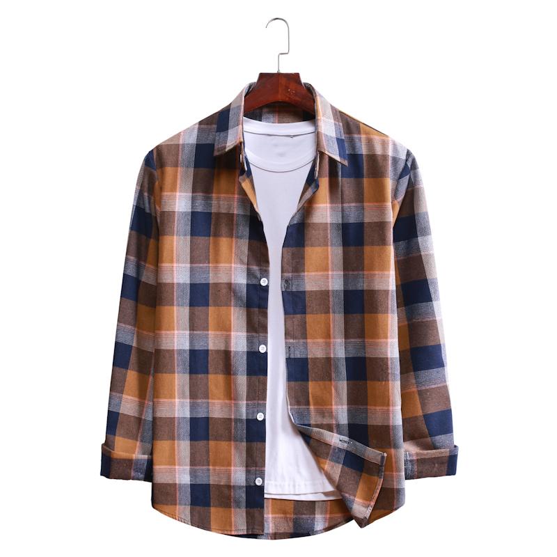 Plaid Casual Lapel Long-sleeved Shirt