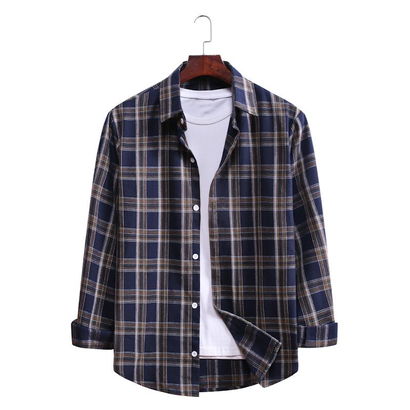 Plaid Casual Lapel Long-sleeved Shirt