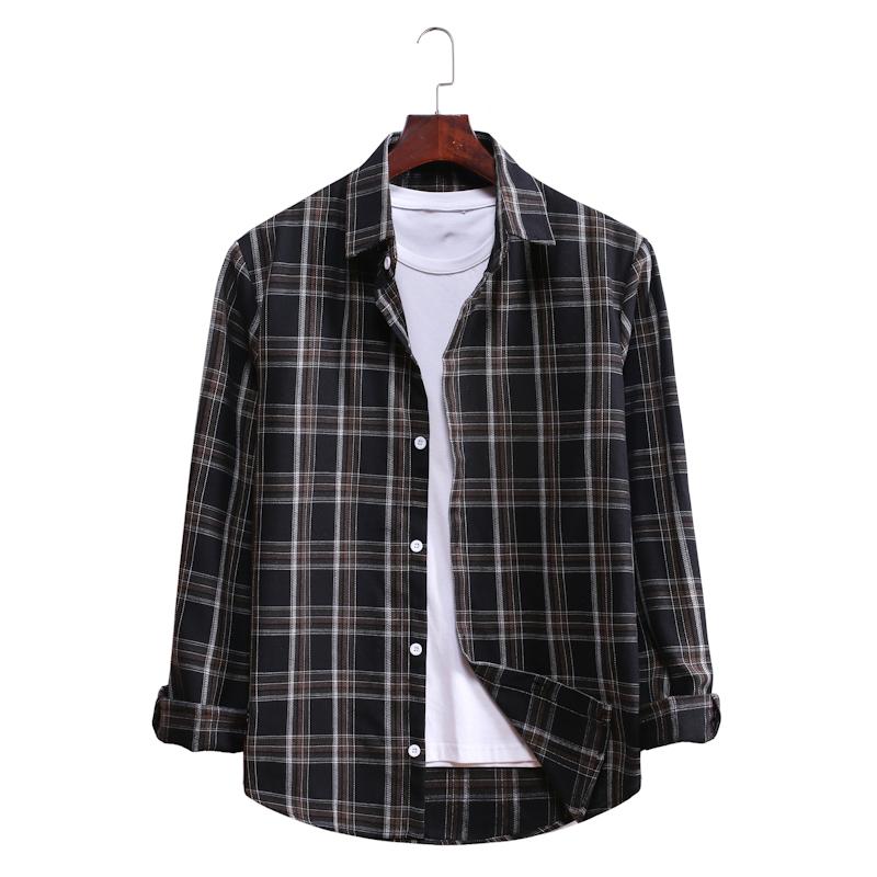 Plaid Casual Lapel Long-sleeved Shirt