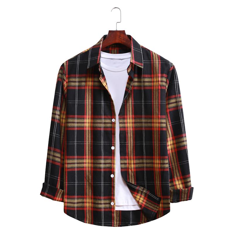 Plaid Casual Lapel Long-sleeved Shirt