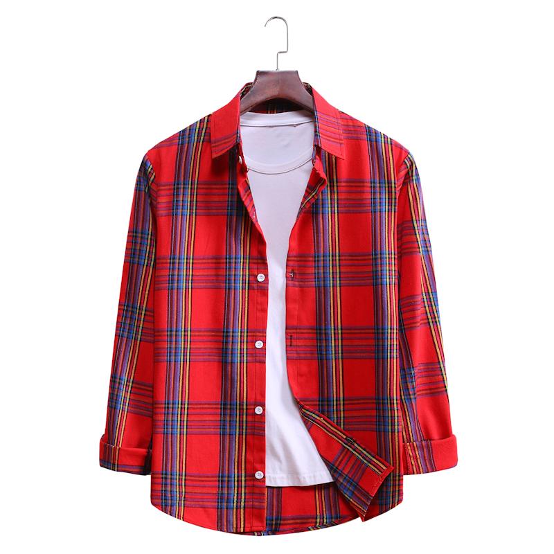 Plaid Casual Lapel Long-sleeved Shirt